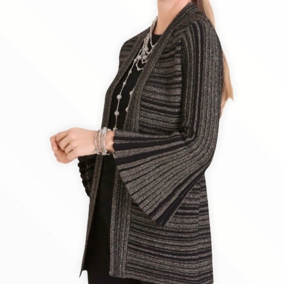 Chico's NWOT Traveler Striped Bell Sleeve Cardigan - Picture 7 of 7